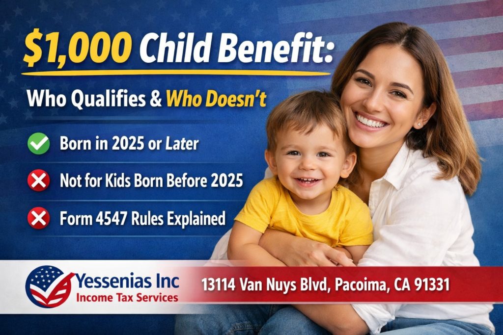 $1,000 child benefit explained by Yessenias Inc Income Tax Services in Pacoima, California.